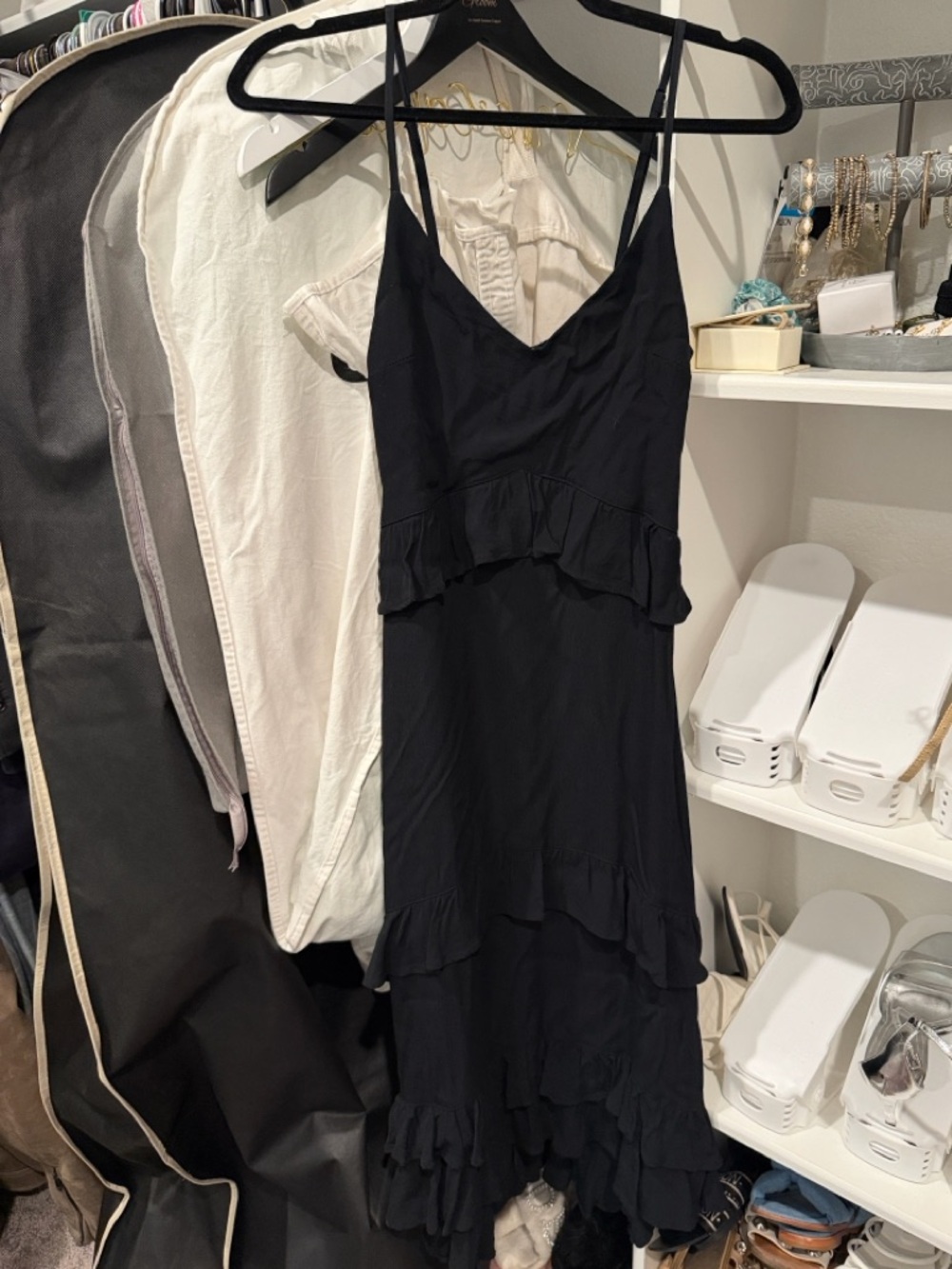 Black Ruffle Slip Dress